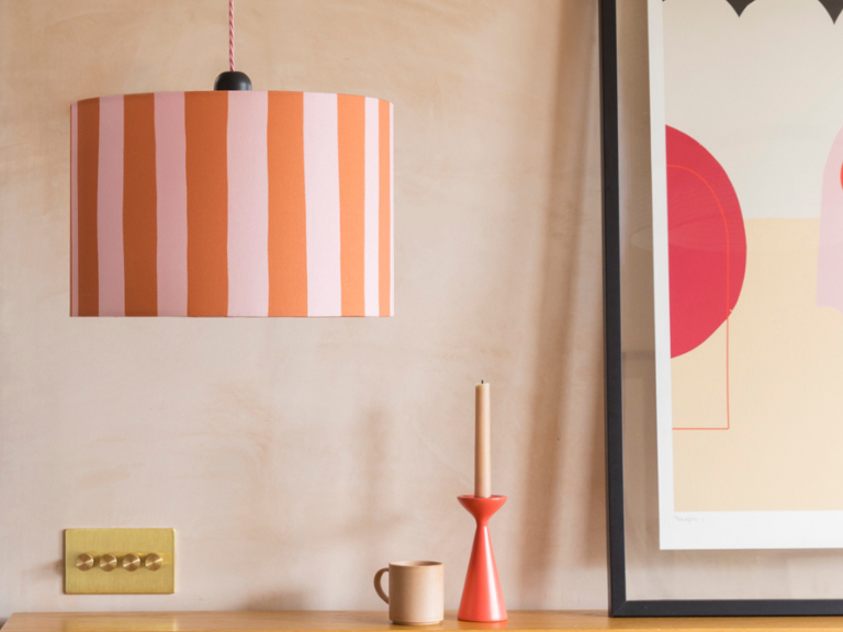 Pink & Orange Stripe Printed Shade