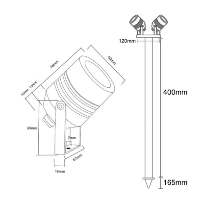 AlvaLED - Twin Outdoor Spike Light (MR16 / 12V) - Stainless Steel 316