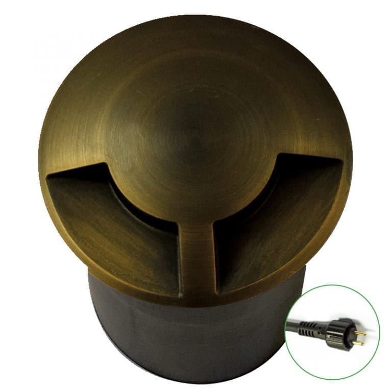 DuoMarka - 12v Plug and Play 2 Way Recessed Ground / Step Light - Brass (Rustic Bronze Finish)