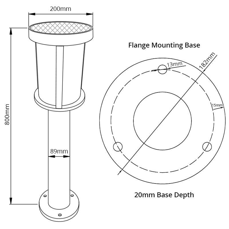 Pro Solar Edisol - 800mm Traditional Solar Path Light - Black or Silver