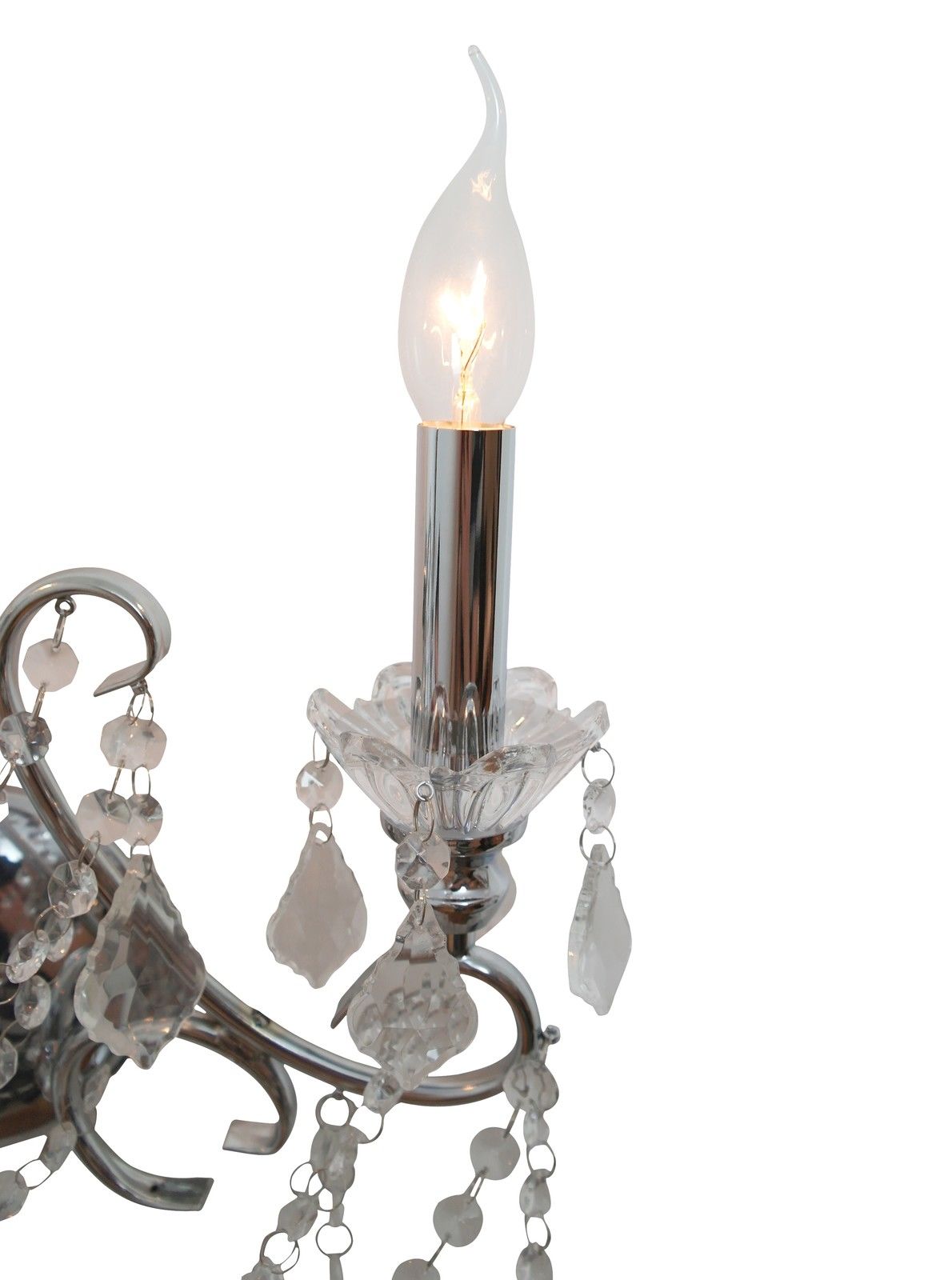 Chrome 2 Branch Cut Glass Chandelier Wall Light