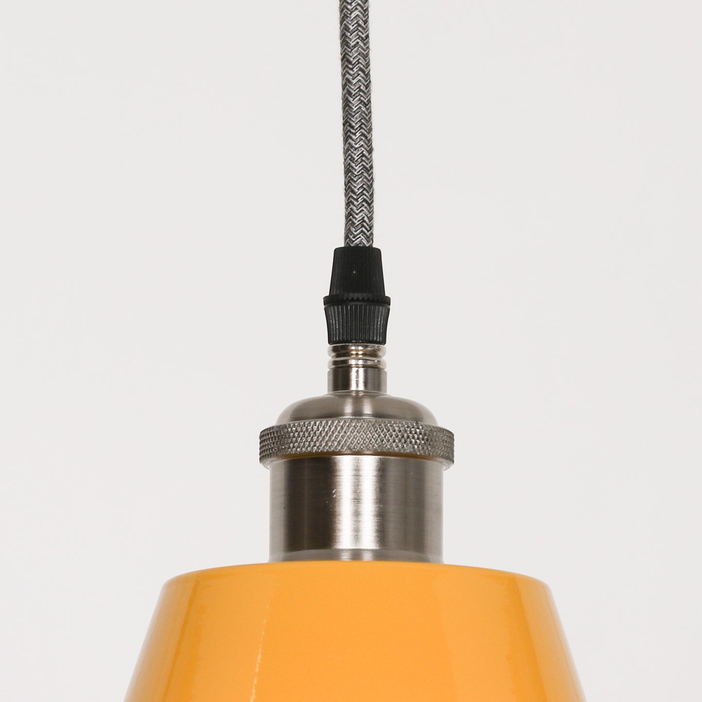 Factory Style Mustard Yellow Enamel Painted Pendant Light - 36cm