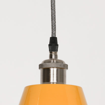 Factory Style Mustard Yellow Enamel Painted Pendant Light - 36cm