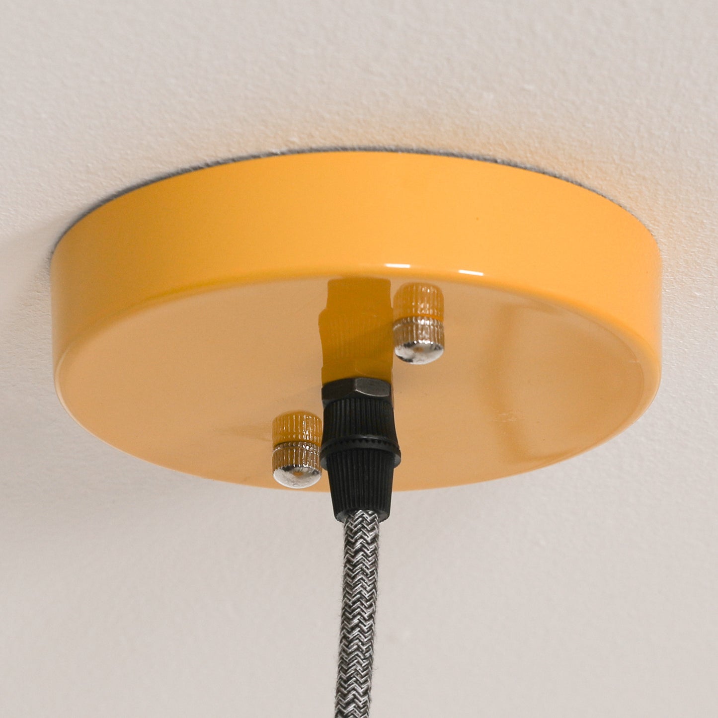 Factory Style Mustard Yellow Enamel Painted Pendant Light - 36cm