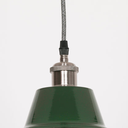 Factory Style British Green Enamel Painted Pendant Light - 36cm