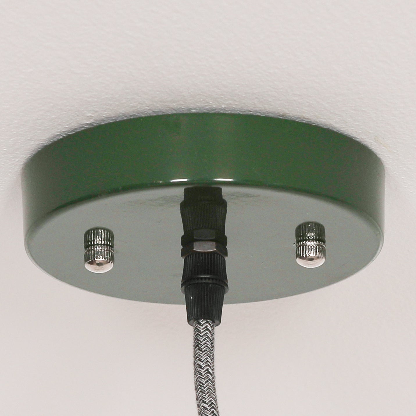 Factory Style British Green Enamel Painted Pendant Light - 36cm