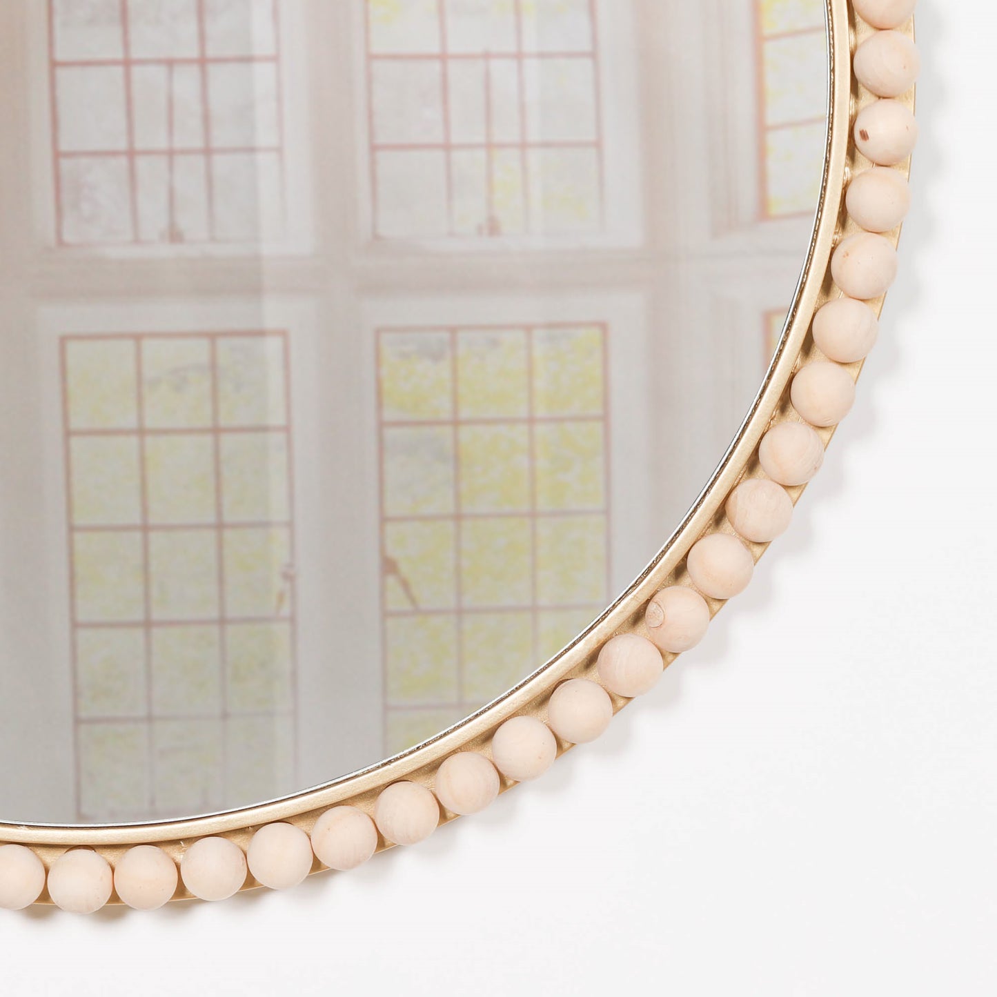 Wooden Bobble Round Wall Mirror