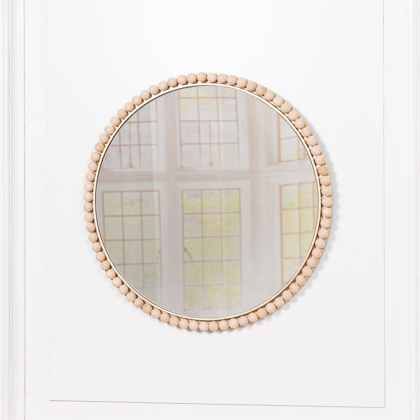 Wooden Bobble Round Wall Mirror