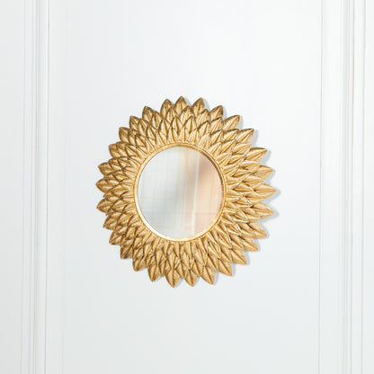 Round Sunflower Metal Wall Mirror - 48cm