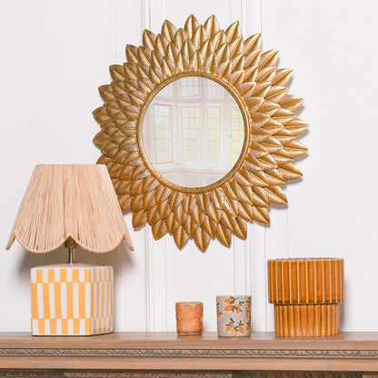 Round Sunflower Metal Wall Mirror - 48cm