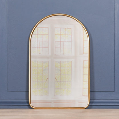 Gold Curved Arched Metal Wall Mirror