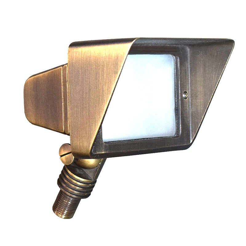 Charleston Cobra - Maxi-Flood 12v Plug & Play Brass Floodlight - Frosted Lens