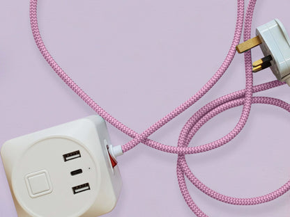 Pink Fabric Extension Lead