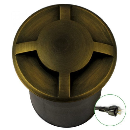 QuadMarka - 12v Plug and Play 4 Way Recessed Ground / Step Light - Brass (Rustic Bronze Finish)