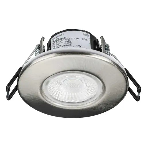 Collingwood H2 Lite 4.3W LED Fire Rated Dimmable Downlight Brushed Steel 3000K - DLT388BS5530