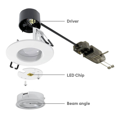 Collingwood H2 Lite 4.3W LED Fire Rated Dimmable Downlight Matt White 3000K - DLT388MW5530