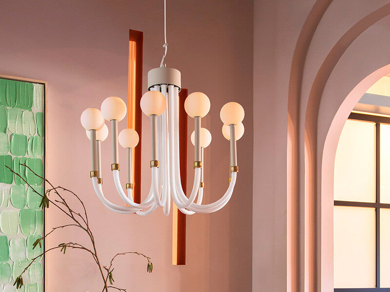 Sand 10 Light Glass Arm Chandelier